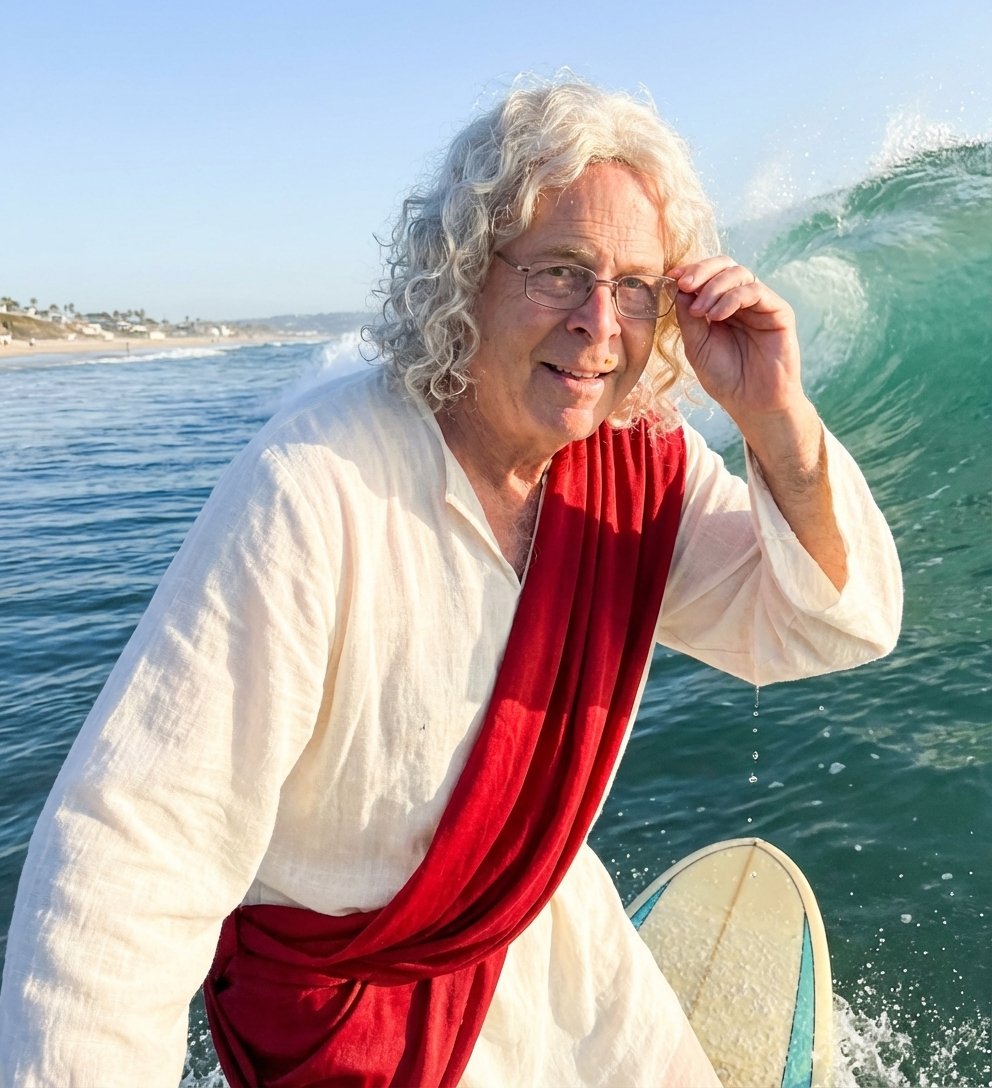 Uncle Nick surfing in California